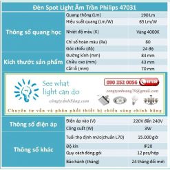 thong so Den spot light am tran philips 47031 congtyanhsang.com