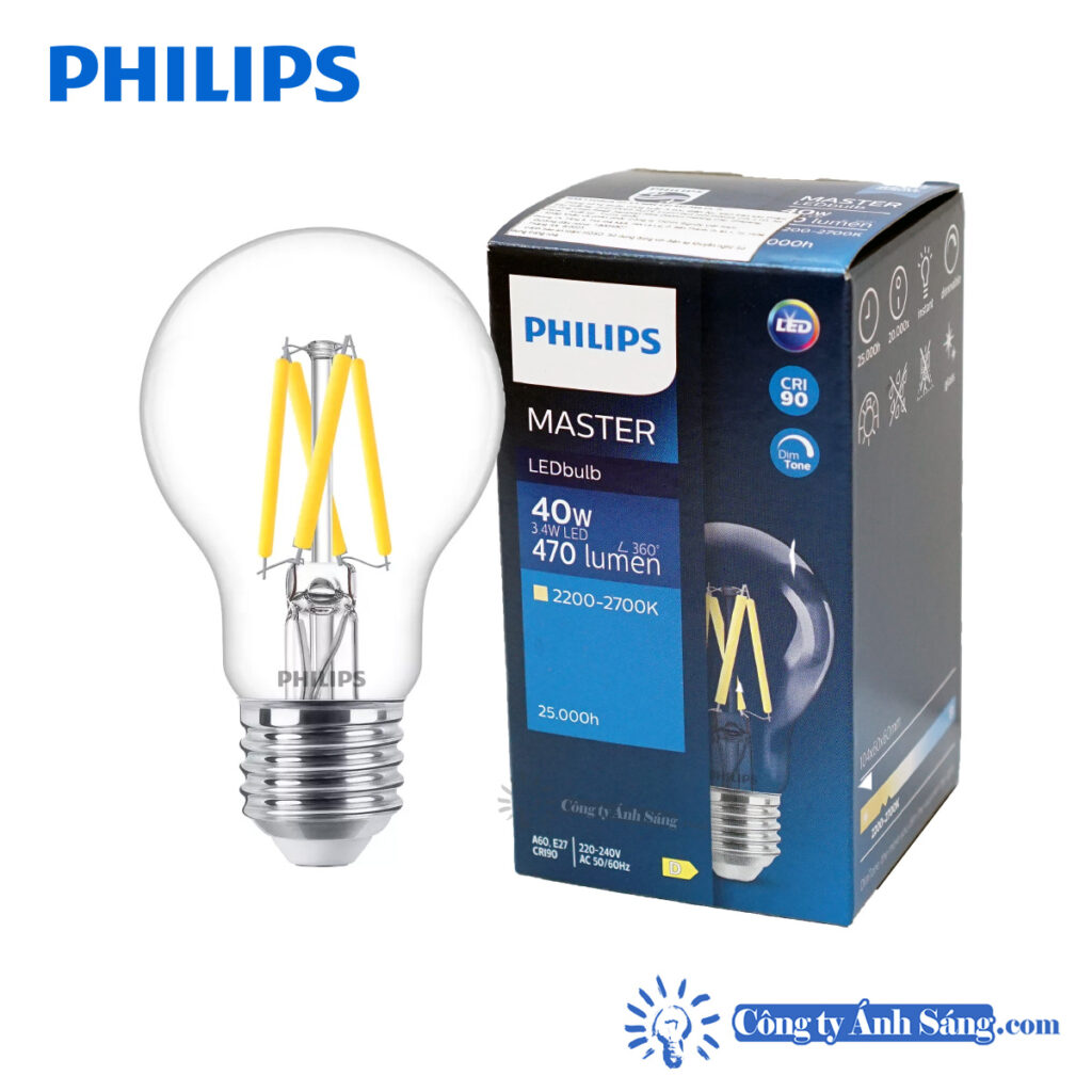 Bong PHILIPS Master LED 3.4W 927 E27 A60 CL Dim_congtyanhsang.com